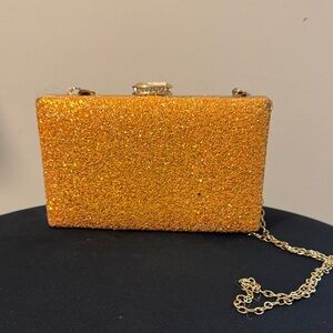 Orange Glitter Clutch Bag